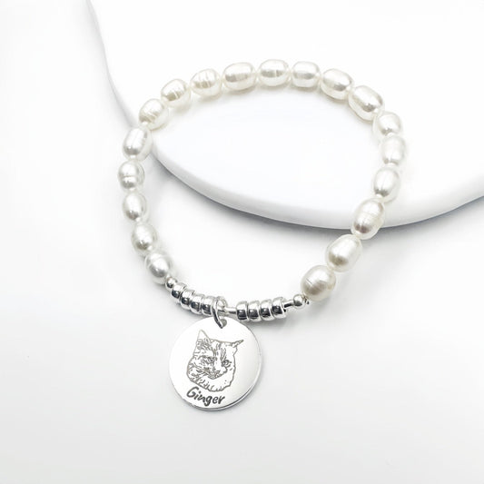 Boltiesd™ Custom Pet Pearl Bracelet in Sterling Silver S925 - Boltiesd™