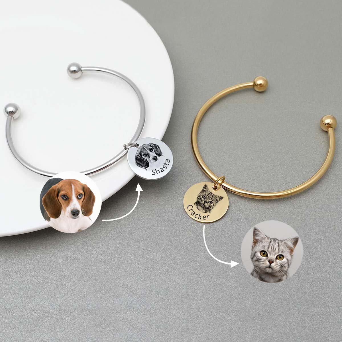 Boltiesd™ Pet Portrait Name Bangle - Boltiesd™