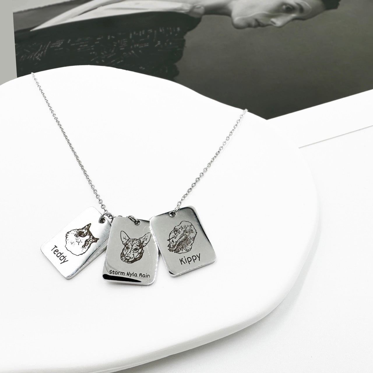 Boltiesd™ Pet Portrait Name Necklace Rect - Boltiesd™